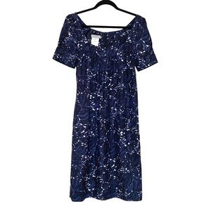 René Lezard Silk Midi Dress Blue Size 38